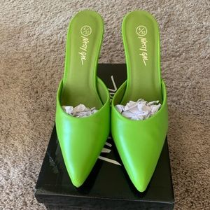 Faux Leather Pointed Toe Stiletto Heels